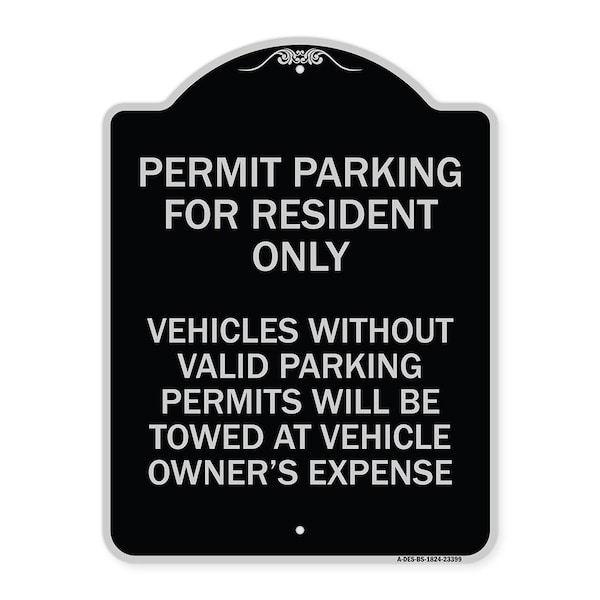 Signmission Parking Permit Permit Parking for Residents Only Vehicles Without Valid Parking Permi, BS-1824-23399 A-DES-BS-1824-23399 - main